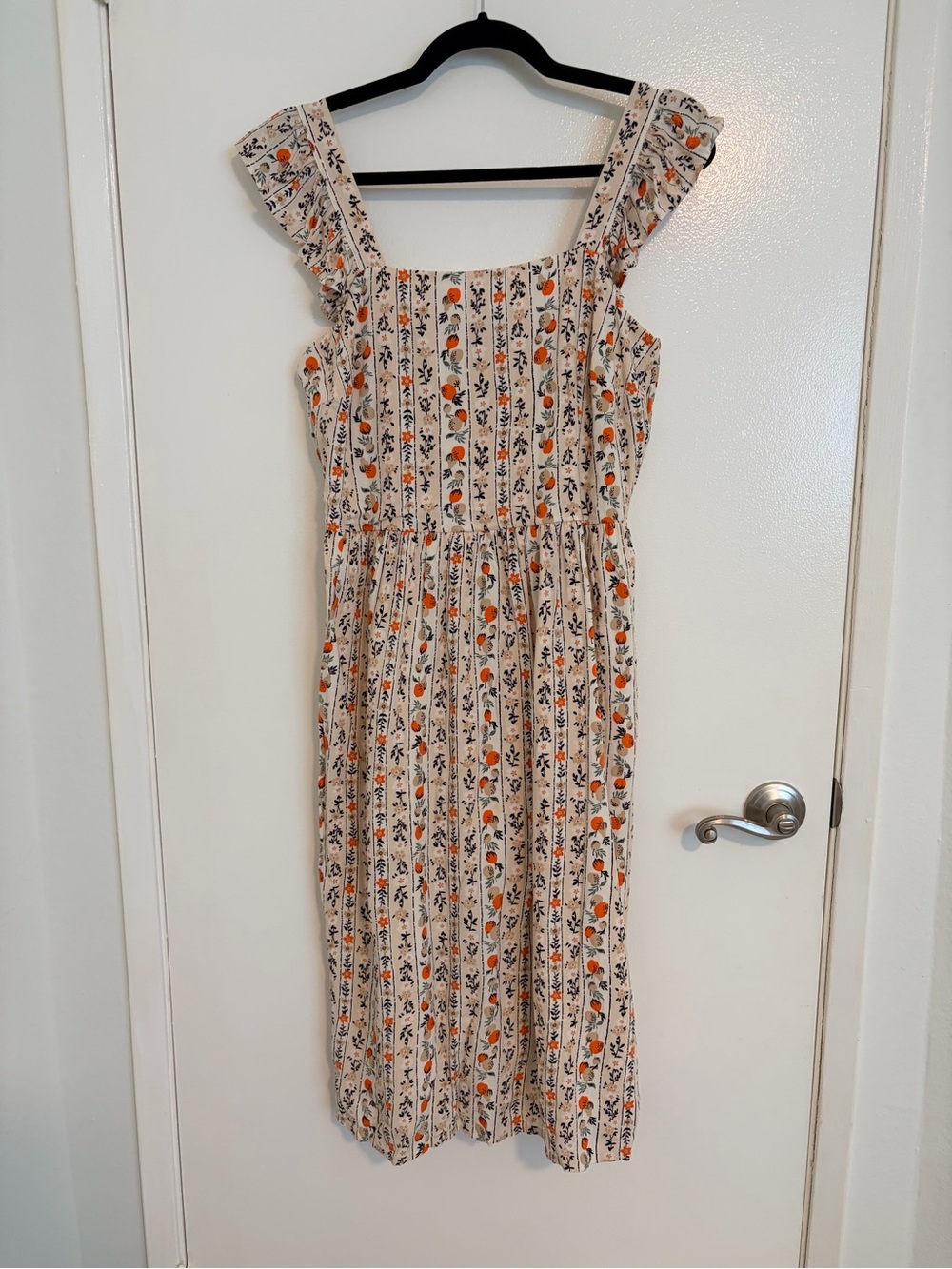 Floral Flutter-Sleeve Midi Dress